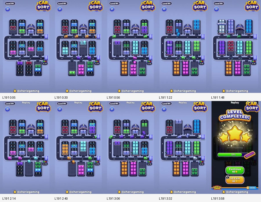 Car Sort: Color Puzzle Level 191 route reference