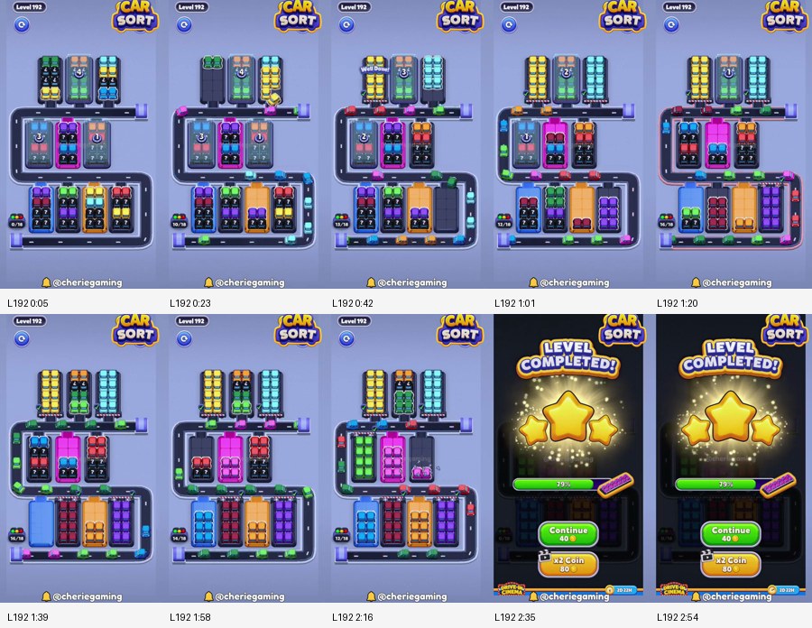 Car Sort: Color Puzzle Level 192 route reference