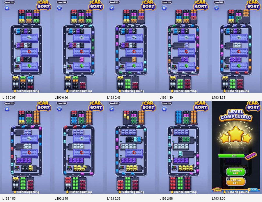 Car Sort: Color Puzzle Level 193 route reference