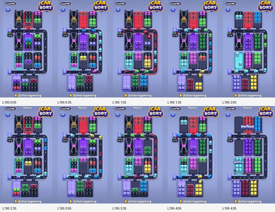 Car Sort: Color Puzzle Level 195 route reference