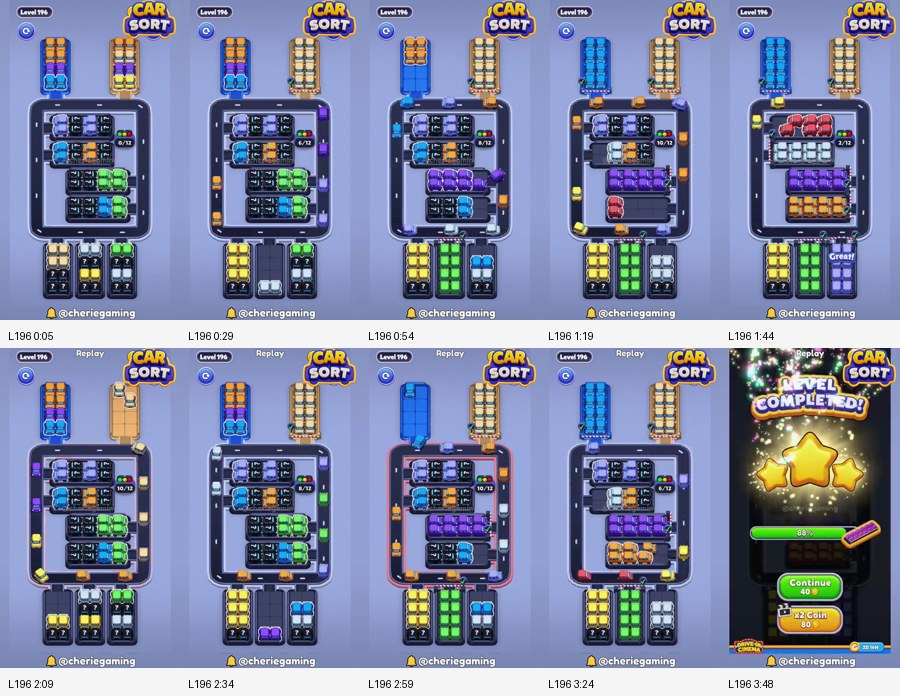 Car Sort: Color Puzzle Level 196 route reference