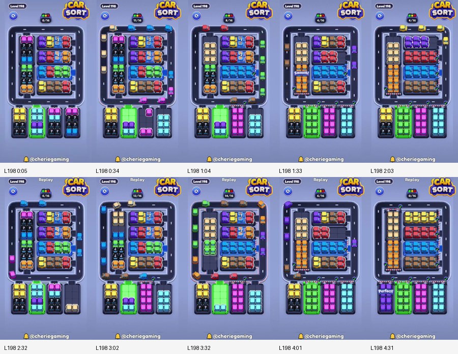 Car Sort: Color Puzzle Level 198 route reference