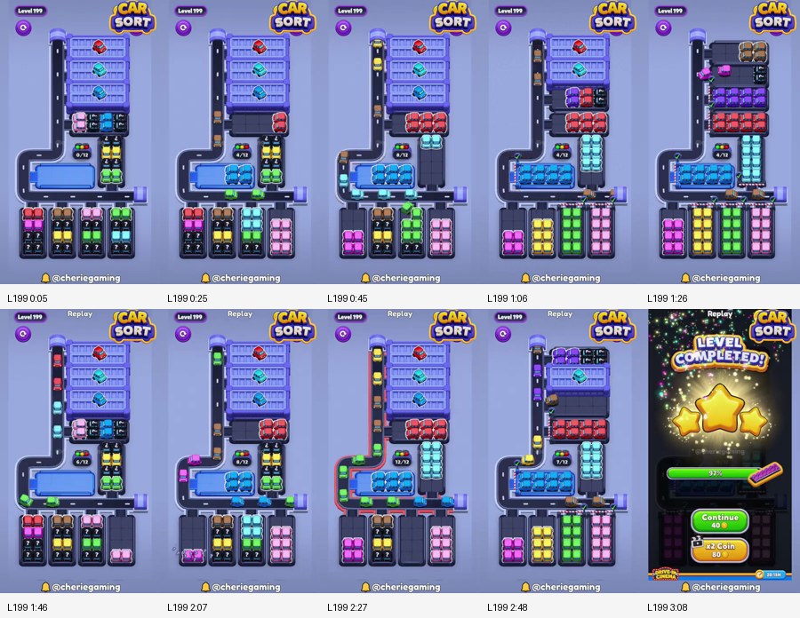 Car Sort: Color Puzzle Level 199 route reference
