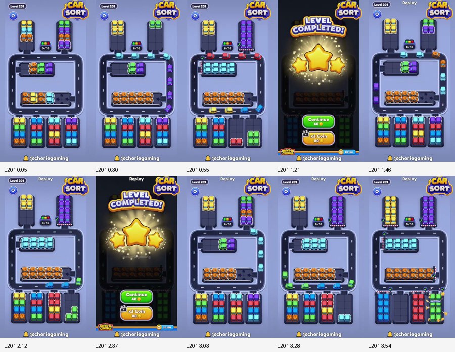 Car Sort: Color Puzzle Level 201 route reference