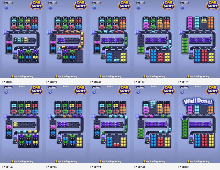 Car Sort: Color Puzzle Level 203 route reference