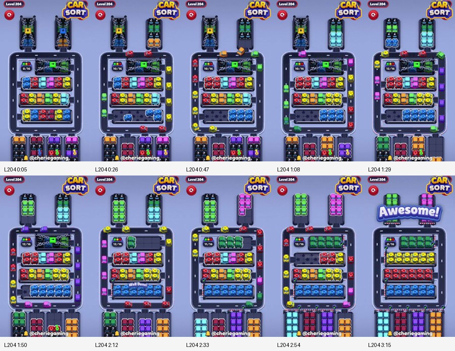 Car Sort: Color Puzzle Level 204 route reference