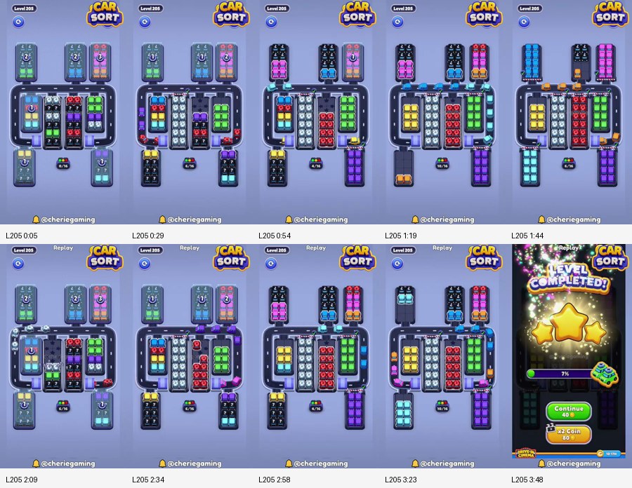 Car Sort: Color Puzzle Level 205 route reference