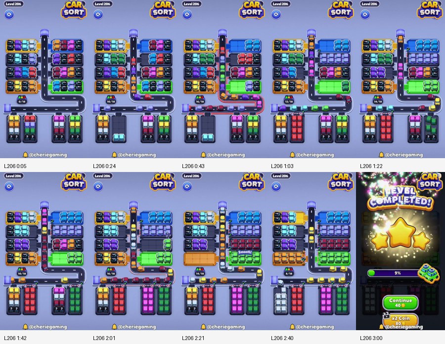 Car Sort: Color Puzzle Level 206 route reference