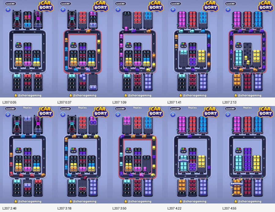 Car Sort: Color Puzzle Level 207 route reference