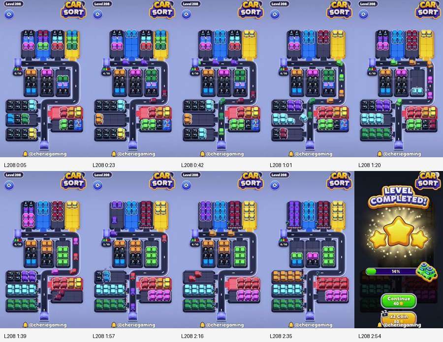 Car Sort: Color Puzzle Level 208 route reference