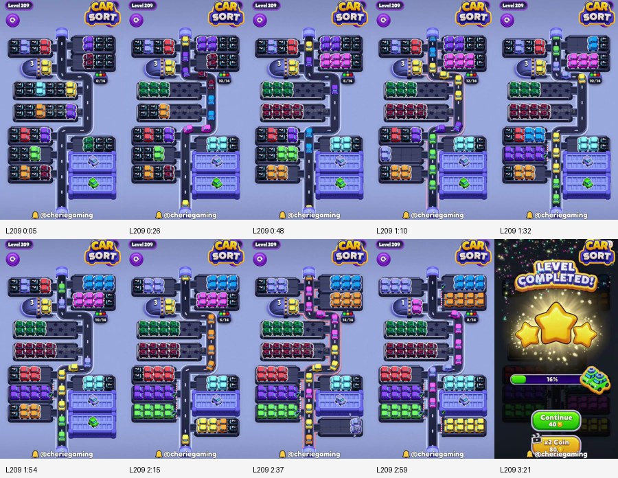 Car Sort: Color Puzzle Level 209 route reference