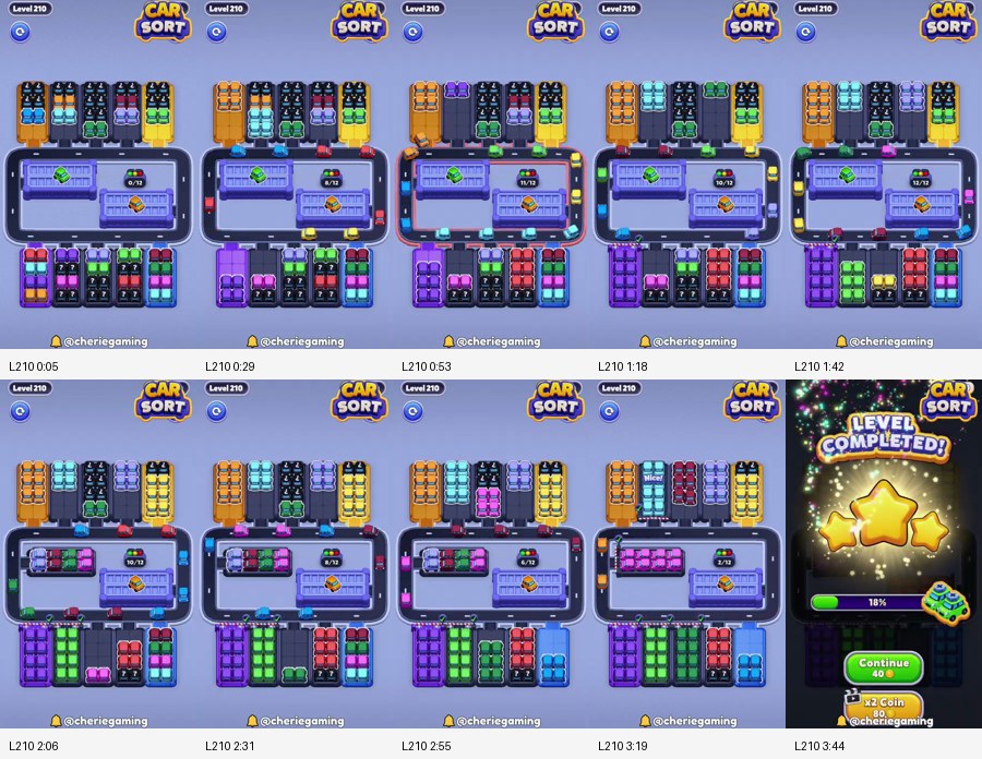 Car Sort: Color Puzzle Level 210 route reference