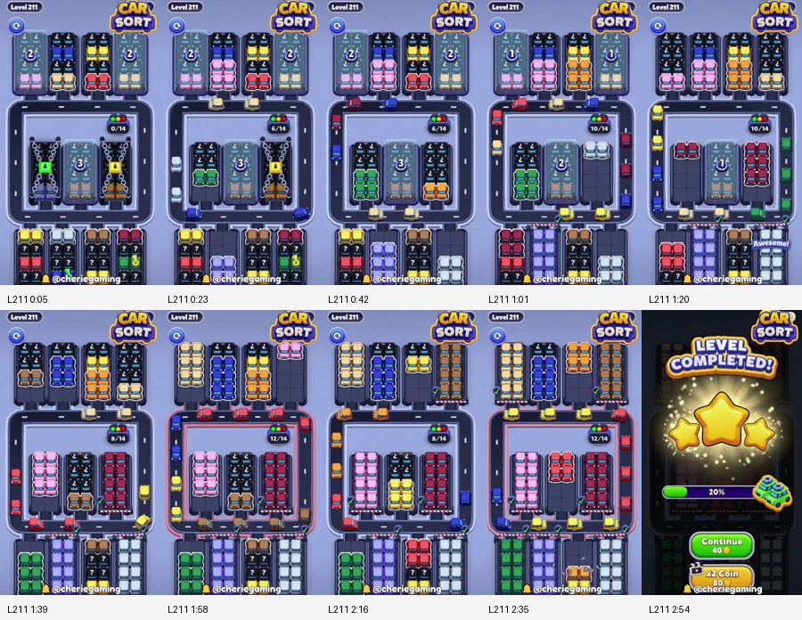 Car Sort: Color Puzzle Level 211 route reference