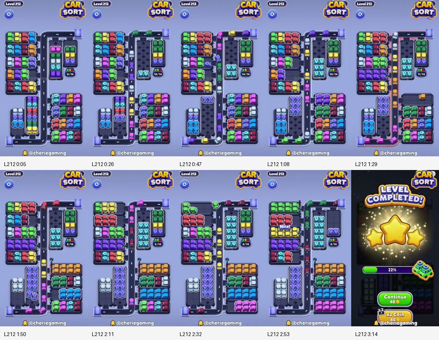 Car Sort: Color Puzzle Level 212 route reference