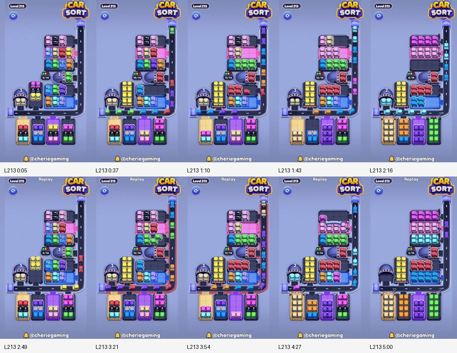 Car Sort: Color Puzzle Level 213 route reference