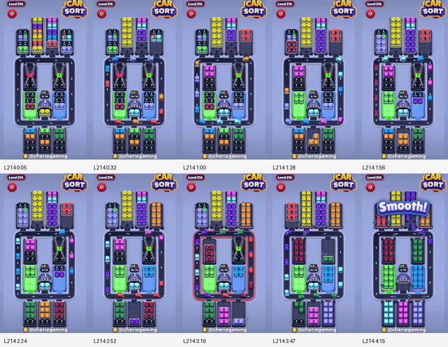 Car Sort: Color Puzzle Level 214 route reference
