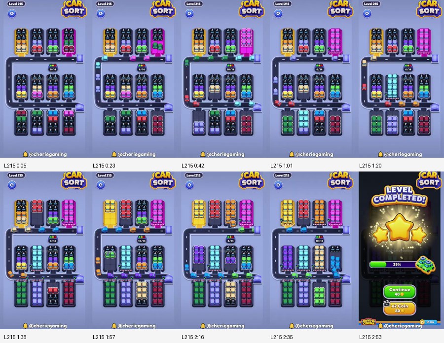 Car Sort: Color Puzzle Level 215 route reference