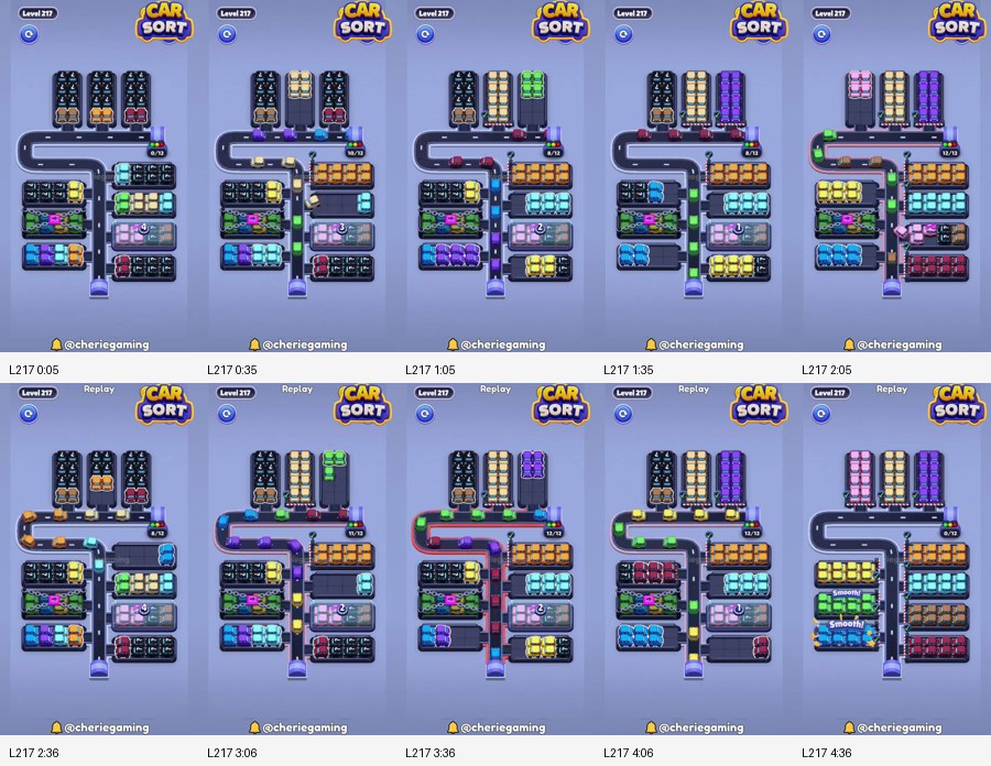 Car Sort: Color Puzzle Level 217 route reference