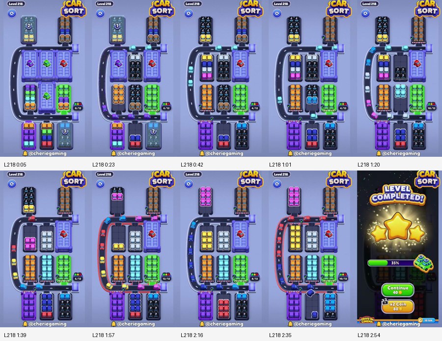 Car Sort: Color Puzzle Level 218 route reference