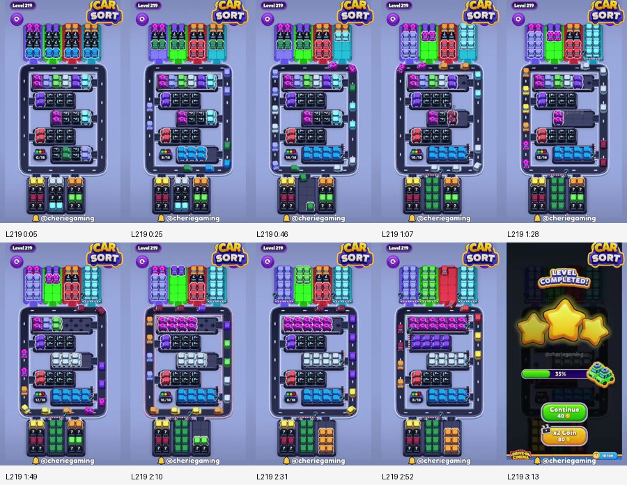Car Sort: Color Puzzle Level 219 route reference