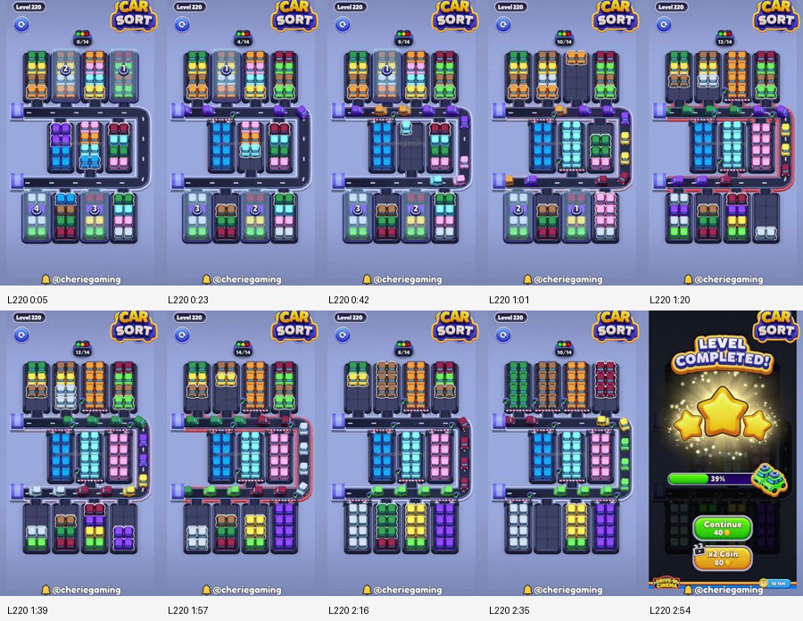 Car Sort: Color Puzzle Level 220 route reference