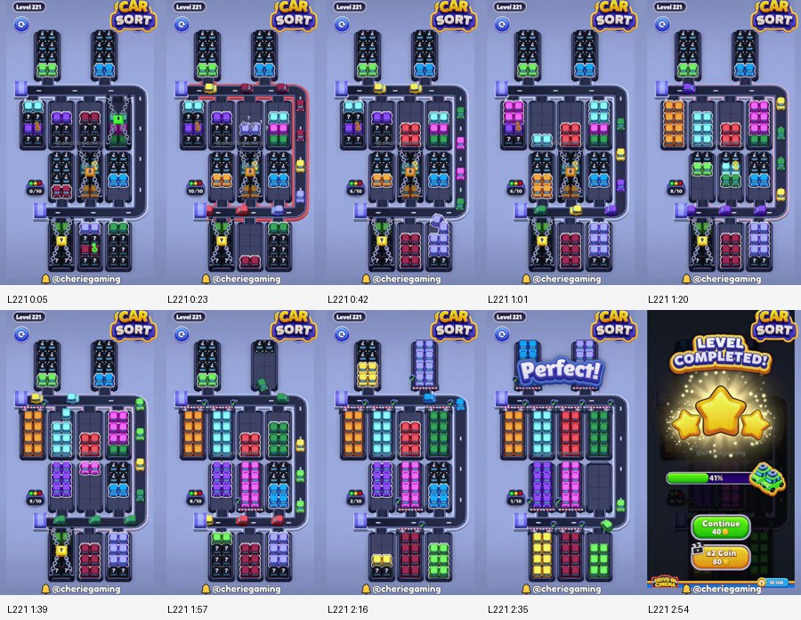 Car Sort: Color Puzzle Level 221 route reference