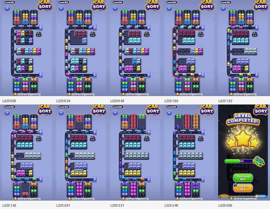 Car Sort: Color Puzzle Level 223 route reference