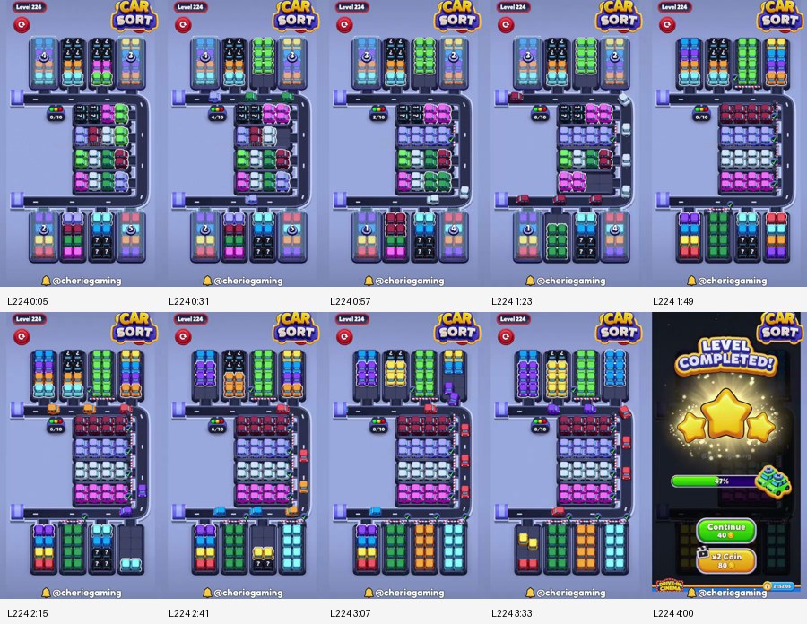 Car Sort: Color Puzzle Level 224 route reference