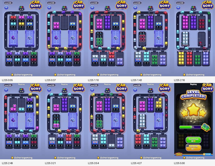 Car Sort: Color Puzzle Level 225 route reference