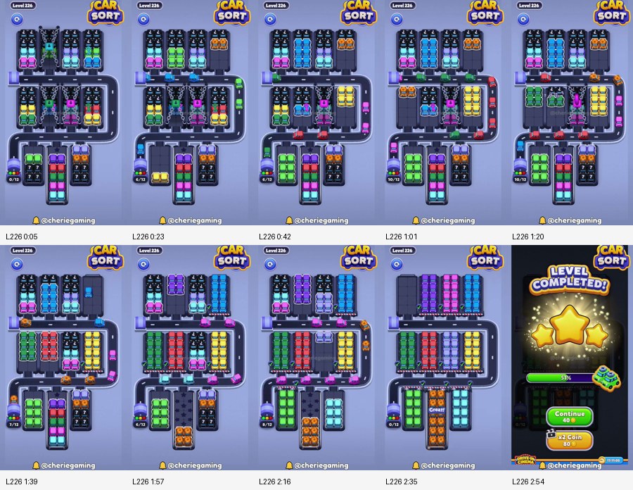 Car Sort: Color Puzzle Level 226 route reference