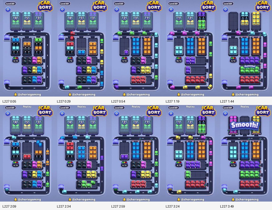 Car Sort: Color Puzzle Level 227 route reference