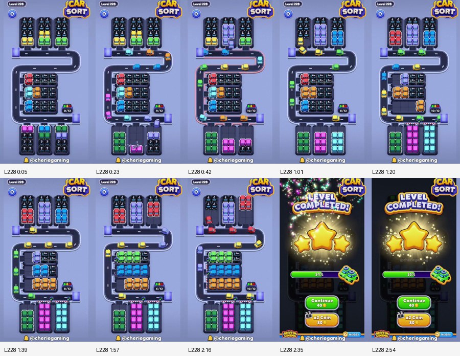 Car Sort: Color Puzzle Level 228 route reference