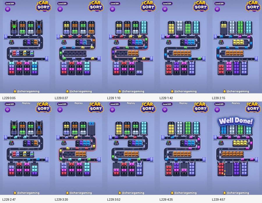 Car Sort: Color Puzzle Level 229 route reference