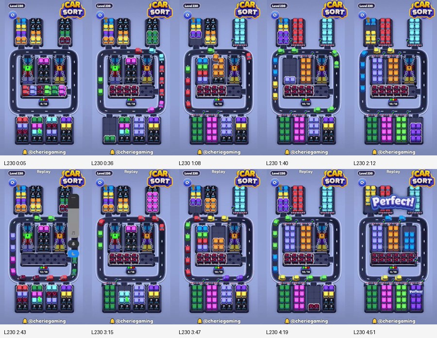 Car Sort: Color Puzzle Level 230 route reference