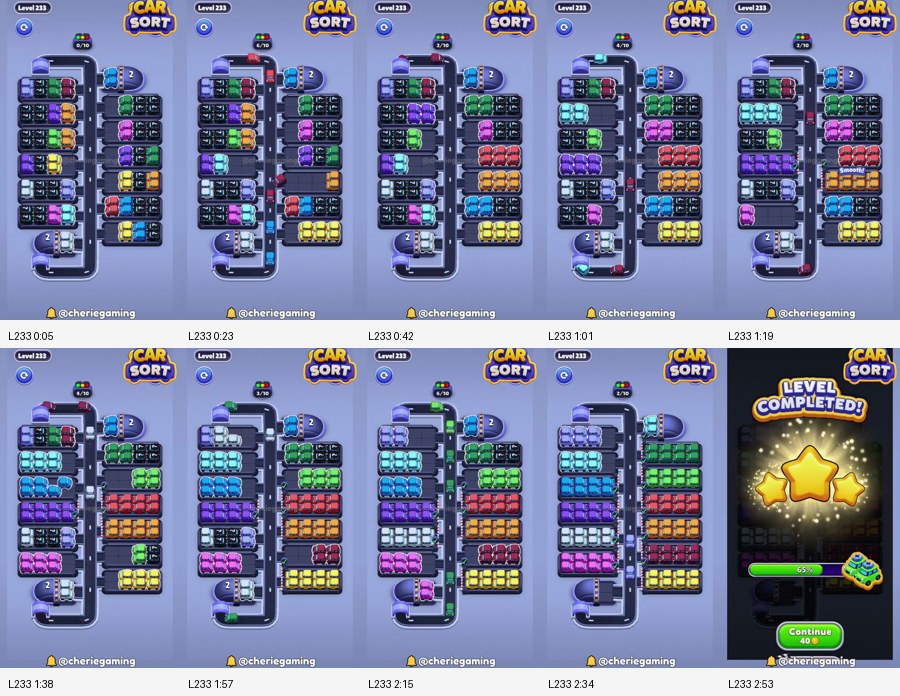 Car Sort: Color Puzzle Level 233 route reference