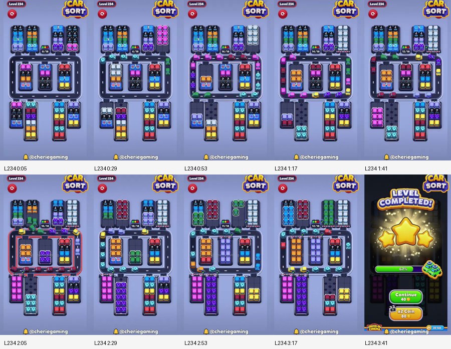 Car Sort: Color Puzzle Level 234 route reference