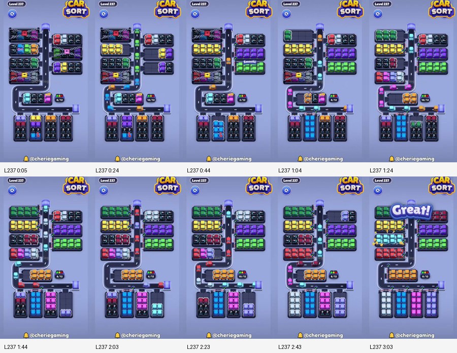 Car Sort: Color Puzzle Level 237 route reference