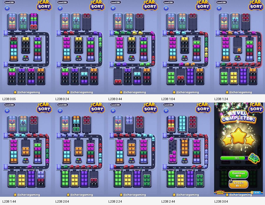 Car Sort: Color Puzzle Level 238 route reference