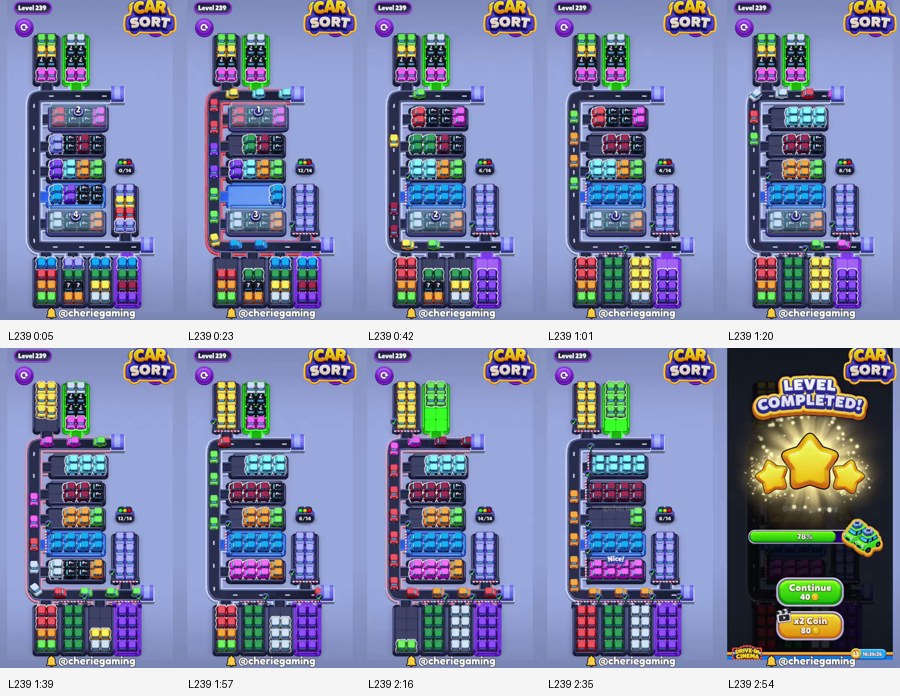Car Sort: Color Puzzle Level 239 route reference