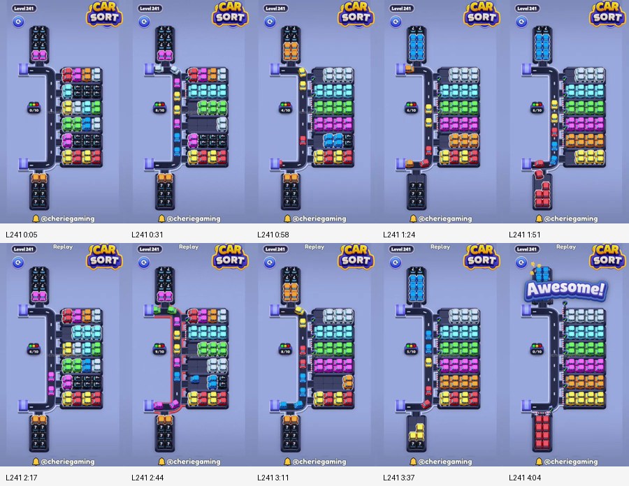 Car Sort: Color Puzzle Level 241 route reference