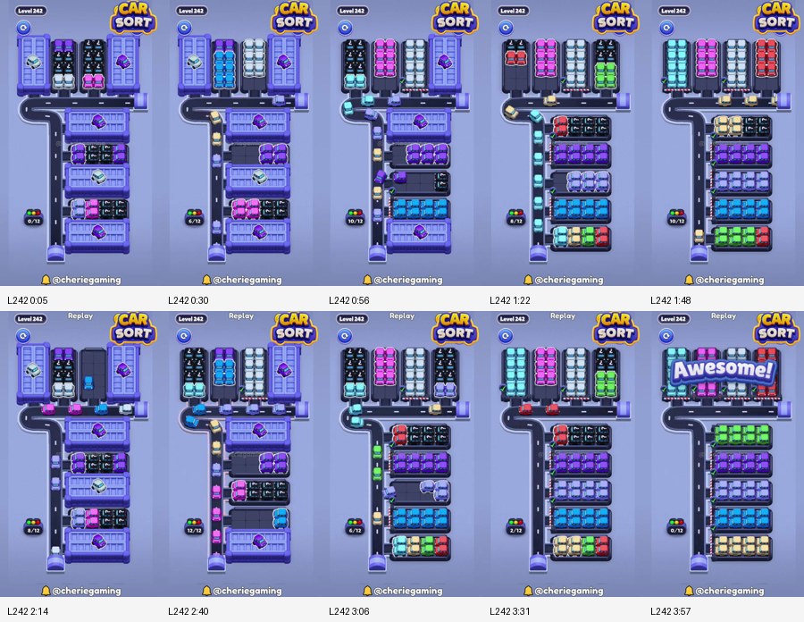 Car Sort: Color Puzzle Level 242 route reference