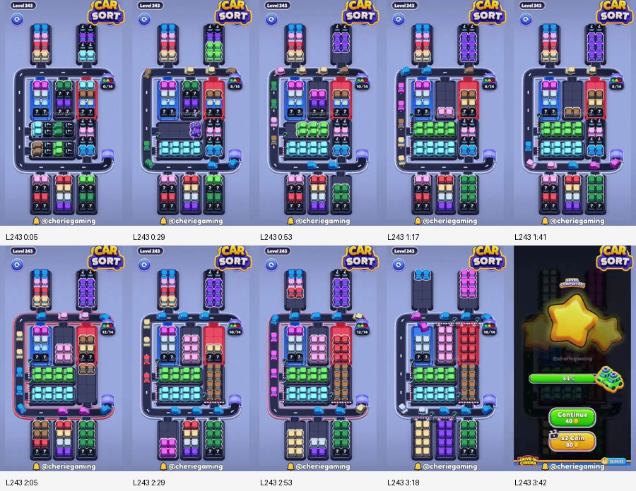 Car Sort: Color Puzzle Level 243 route reference