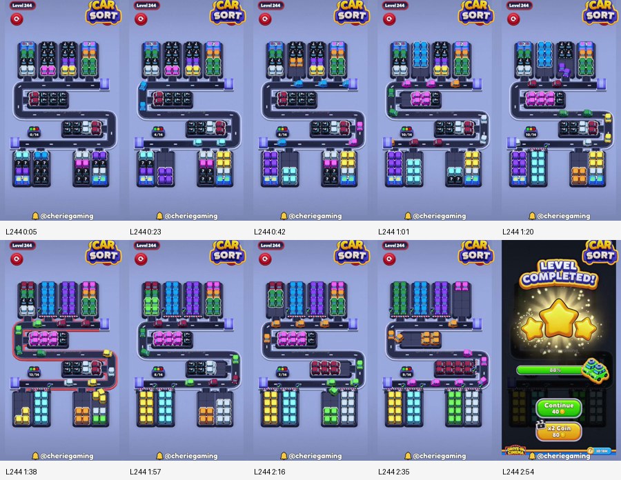 Car Sort: Color Puzzle Level 244 route reference