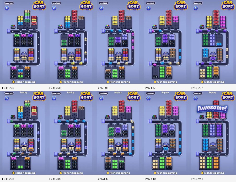 Car Sort: Color Puzzle Level 245 route reference