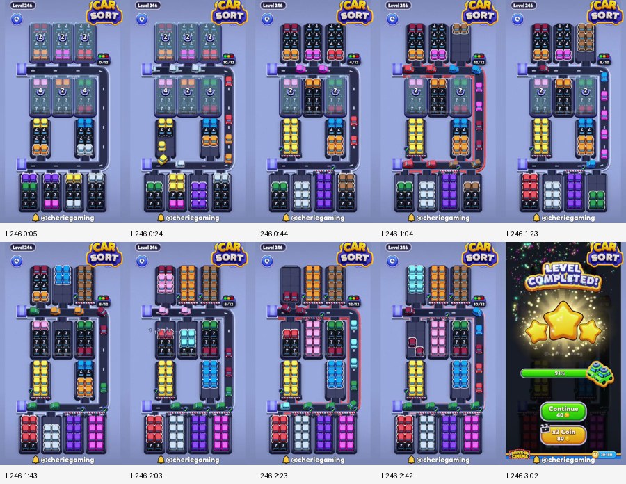 Car Sort: Color Puzzle Level 246 route reference