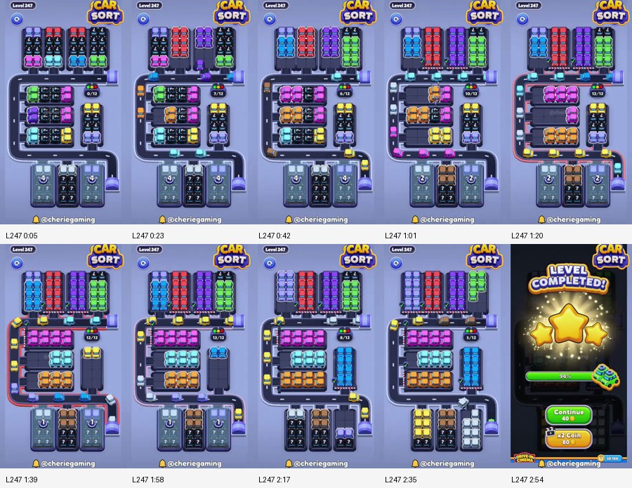 Car Sort: Color Puzzle Level 247 route reference