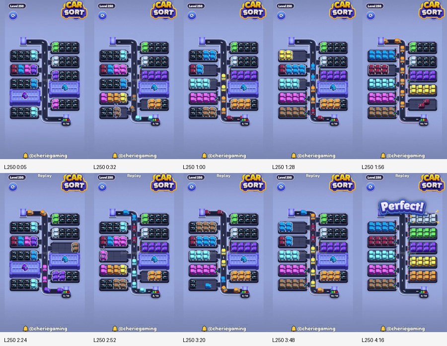Car Sort: Color Puzzle Level 250 route reference