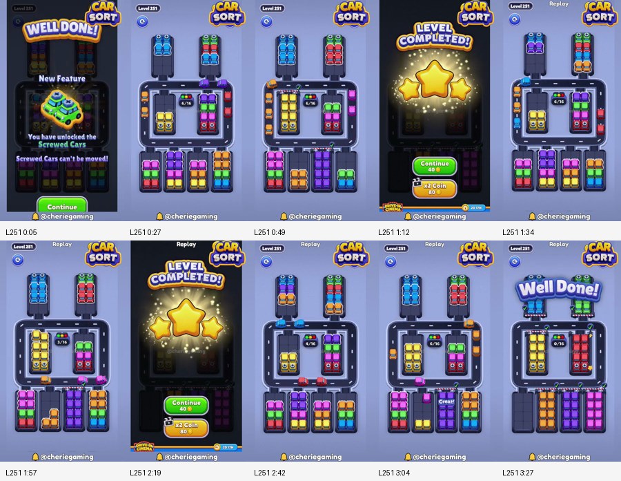 Car Sort: Color Puzzle Level 251 route reference