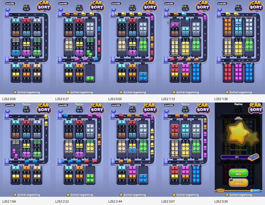 Car Sort: Color Puzzle Level 252 route reference