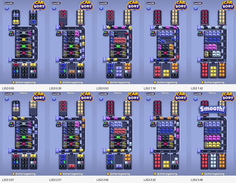 Car Sort: Color Puzzle Level 253 route reference